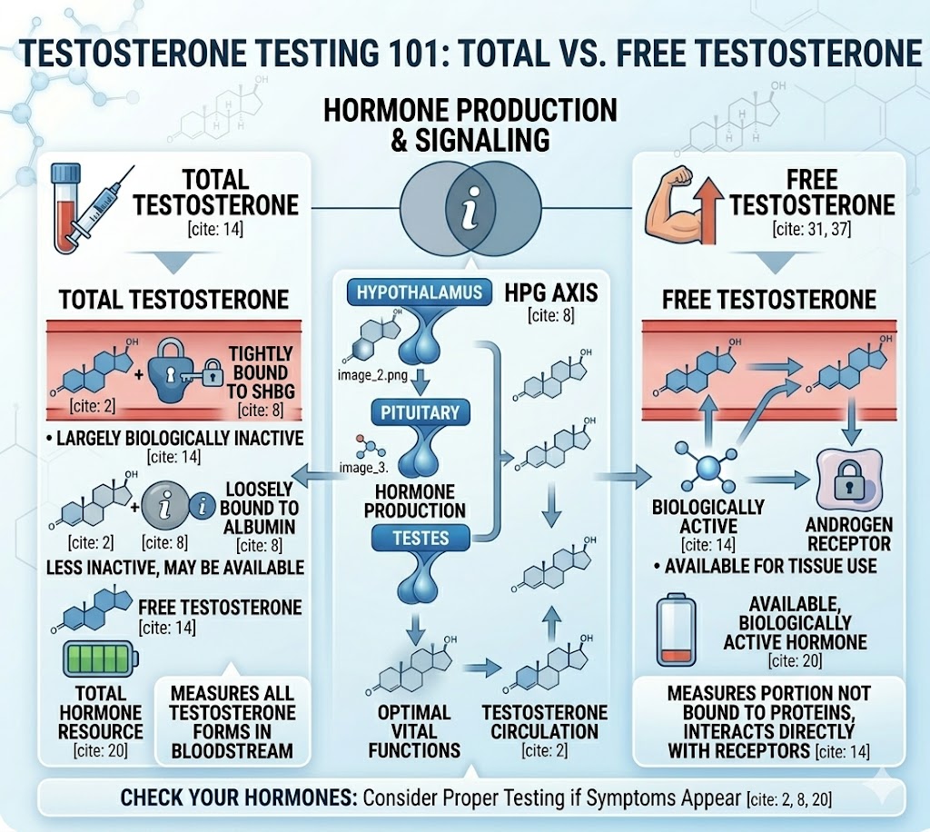 total vs free testosterone infographic